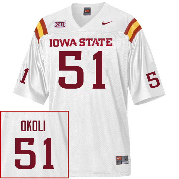 Men #51 Tobechi Okoli Iowa State Cyclones College Football Jerseys Stitched Sale-White - Click Image to Close